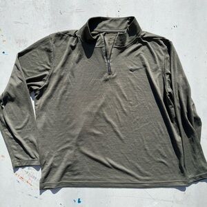 Men's Nike Shirt Green Pullover Solid XL Zip Active Gym Run Casual Breath LS